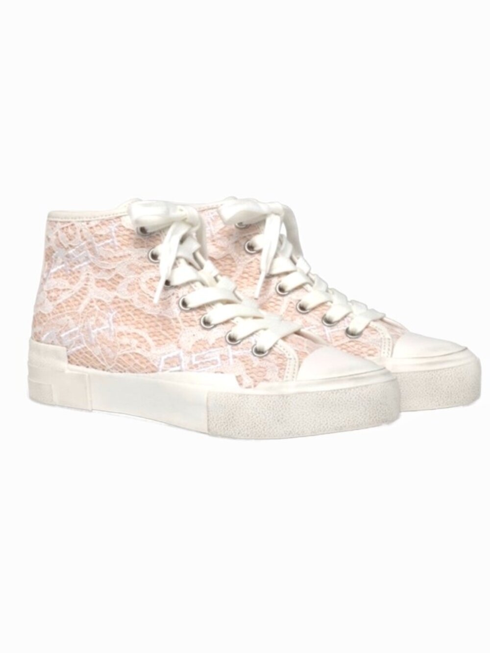 ASH Ghibly Lace High Top Platform Sneakers Pink White NWT Size 5.5